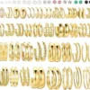 46 Pairs Gold Hoop Earrings Set for Women, Fashion Hypoallergenic Chunky Twisted Pearl Stud Earri...