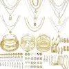NEWITIN 69 Pieces Gold Jewelry Set for Women Fashion Costume Jewelry Gold Plated Necklace Bracele...