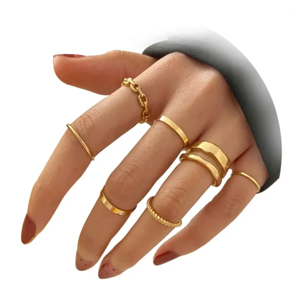 FAXHION Gold Knuckle Rings Set for Women Snake Chain Stacking Ring Vintage BOHO Midi Rings SIze M...