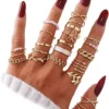 IFKM 51 Pcs Gold Knuckle Rings Set For Women Girls Vintage Stackable Joint Finger Midi Rings Dain...
