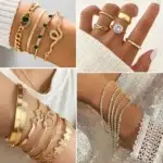 17IF 38-59 Pcs(9-8 Pack) Gold Plated Jewelry Set for Women With 8 Necklace 12 Bracelet 27 Ring 12...