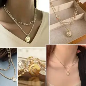 17IF 38-59 Pcs(9-8 Pack) Gold Plated Jewelry Set for Women With 8 Necklace 12 Bracelet 27 Ring 12...