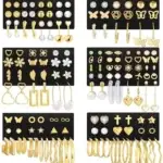 Assortment of gold stud earrings
