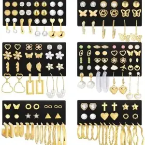 Assortment of gold stud earrings