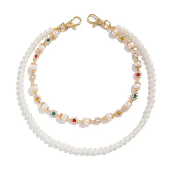 Fashion Layered Pants Wallet Chains - Exquisite Gold Silver Rhinestone Flower Pearl Jean Pocket C...