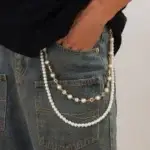 Fashion Layered Pants Wallet Chains - Exquisite Gold Silver Rhinestone Flower Pearl Jean Pocket C...
