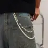 Fashion Layered Pants Wallet Chains - Exquisite Gold Silver Rhinestone Flower Pearl Jean Pocket C...