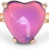 Minimalist Rose Gold Heart Mood Ring Crystal Color Change Stone Size Adjustable for Women - Image 10